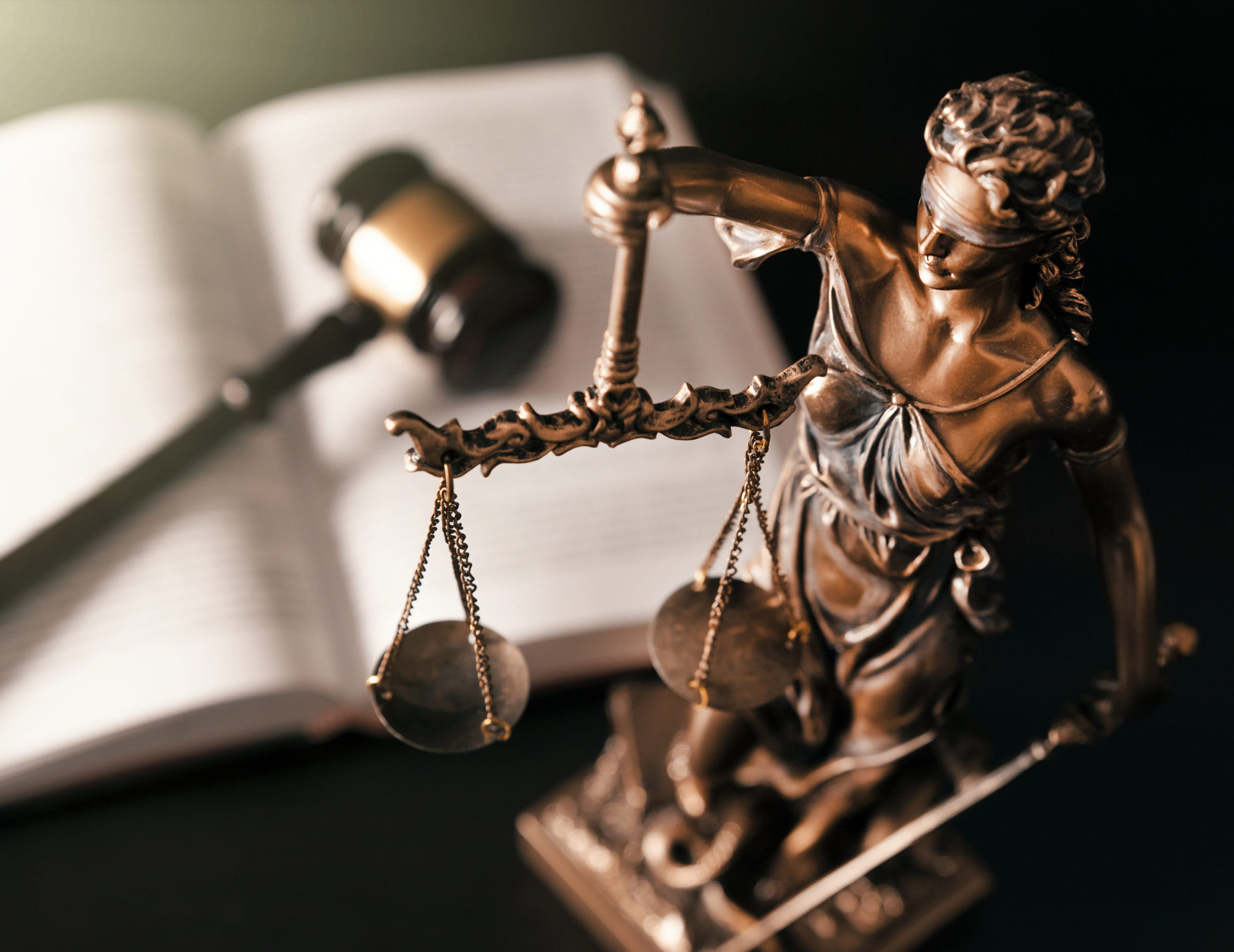 Lady justice. Statue of Justice in library